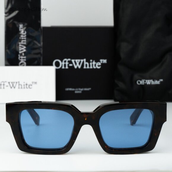 Off-White Women Sunglasses Havana Blue Square OERI008 VIRGIL 6045 NEW AUTHENTIC main image 7